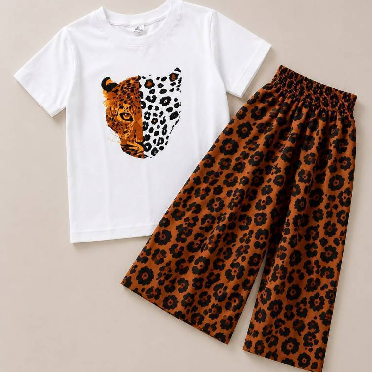 One Set Setelan Anak Unisex Cotton Combed Kulot Macan Usia 1-12 Tahun