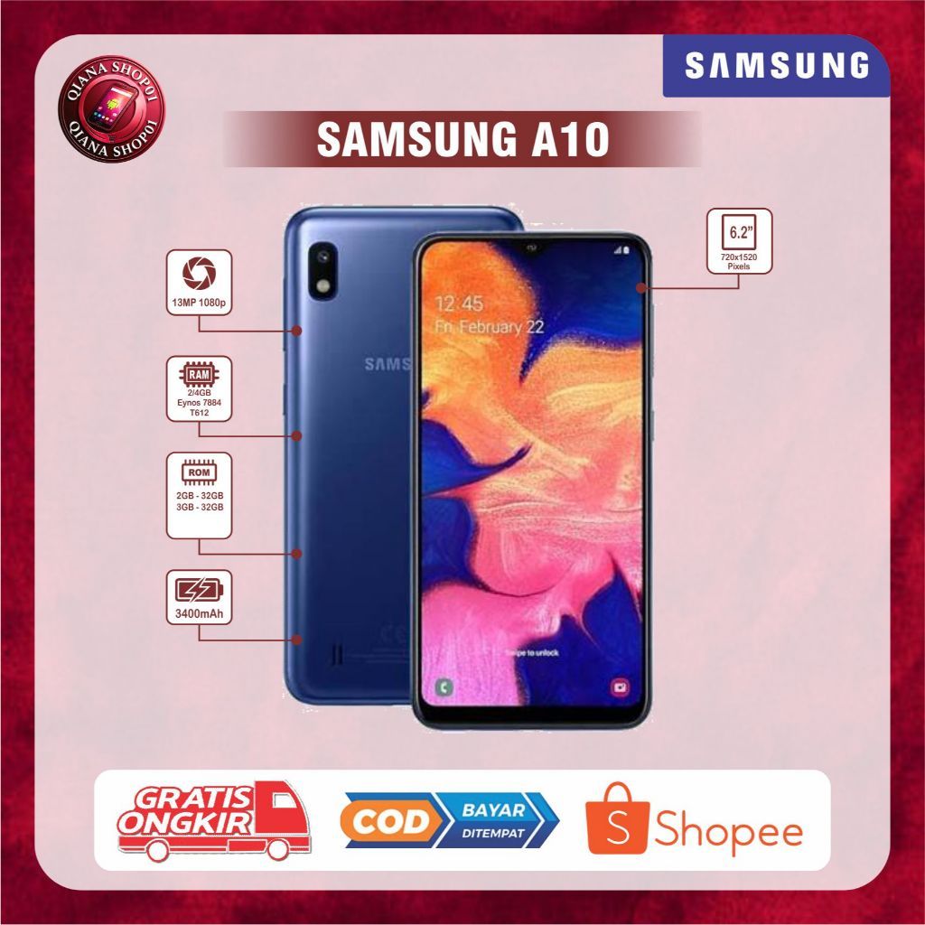 Samsung A10 Second hp Normal siap pakai ram 2/32 hp batangan