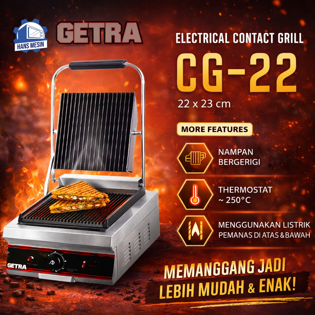 GETRA MESIN PEMANGGANG ELEKTRIK / ELECTRICAL CONTACT GRILL (GETRA) CG-22
