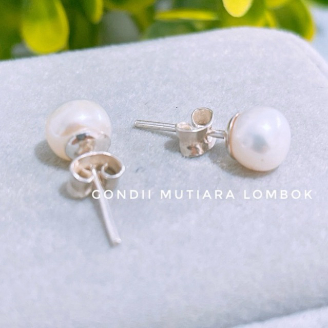 Perak 925 Giwang Tusuk Mutiara Asli - Stud Mutiara Bahan Perak - Anting Bhayangkari - Anting Persit 