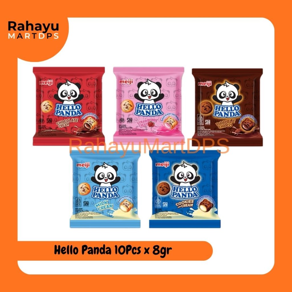 Hello Panda 10 pcs x 8g (Cokelat / Strawberry / Milk Cream / Cookies&cream) – Biskuit Renyah Isi Kri