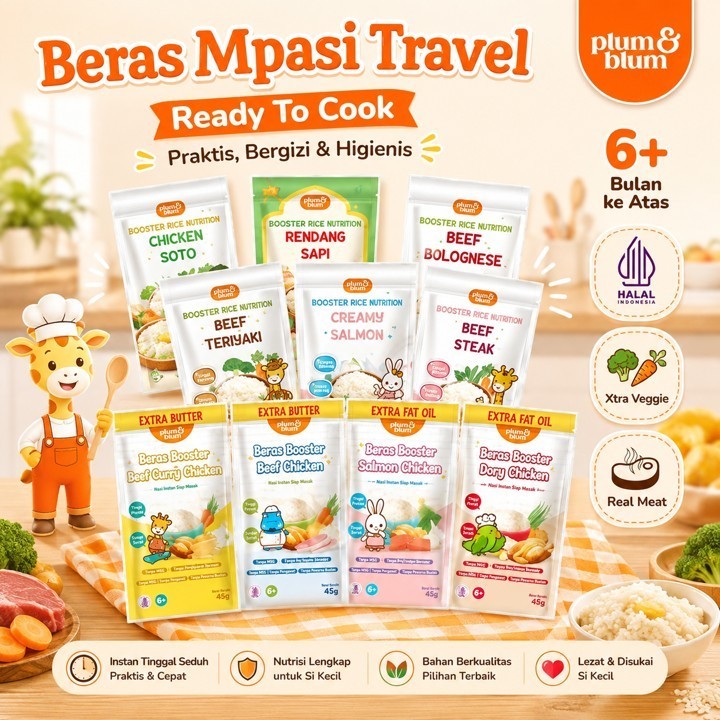 Plum & Blum Beras Mpasi BB Booster Nutrisi Double Prohe Travel Size - 45 gr / Ready To Cook Rice Mix