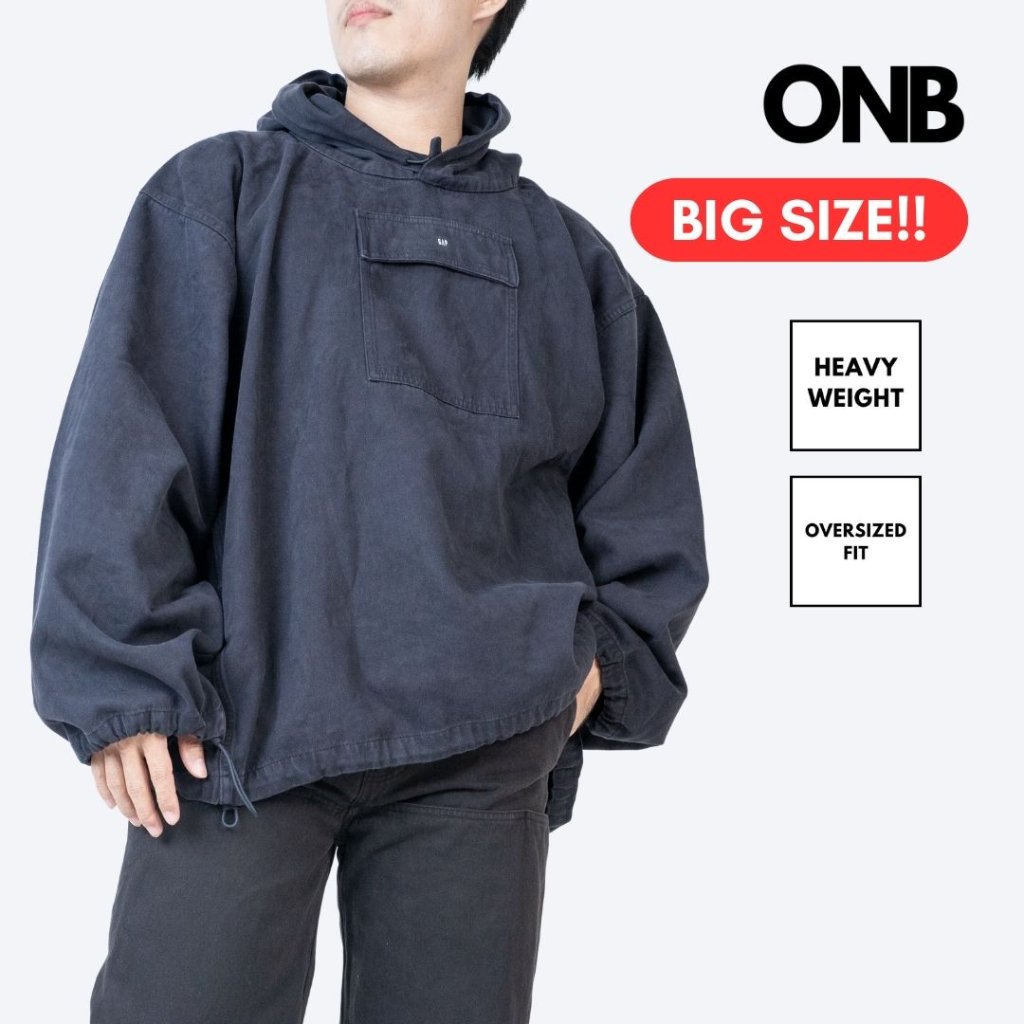 Jaket hoodie pria oversized GP x YZY anorak hoodie