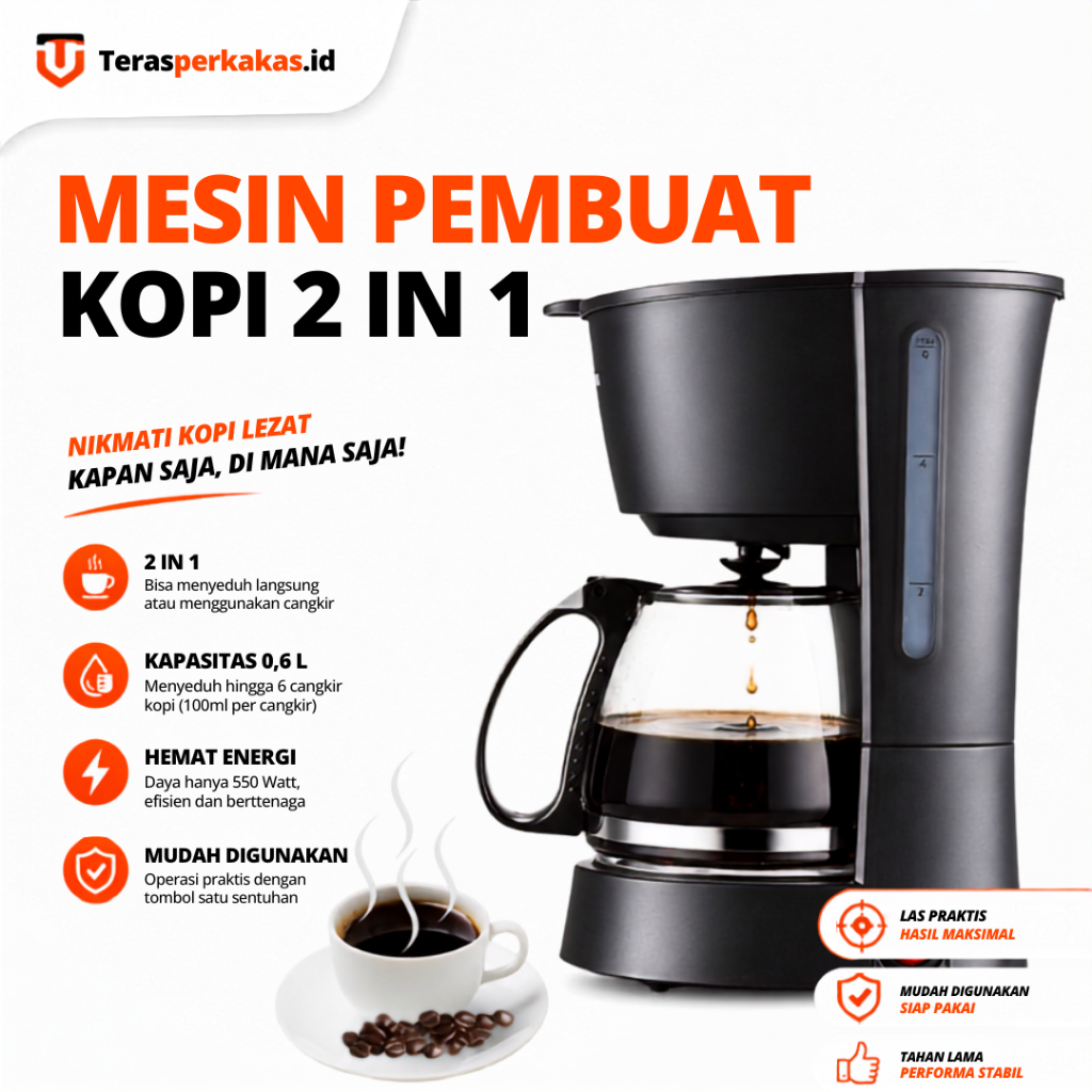 Mesin Pembuat Minuman Kopi Coffee Maker Mesin Kopi Espresso 600ml Coffee Drip Maker