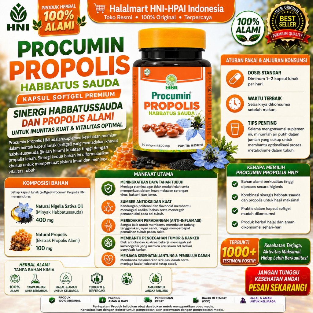 PROCUMIN PROPOLIS  Khasiat Kegunaan Membantu menjaga kesehatan Daya Tahan Tubuh. Terlaris