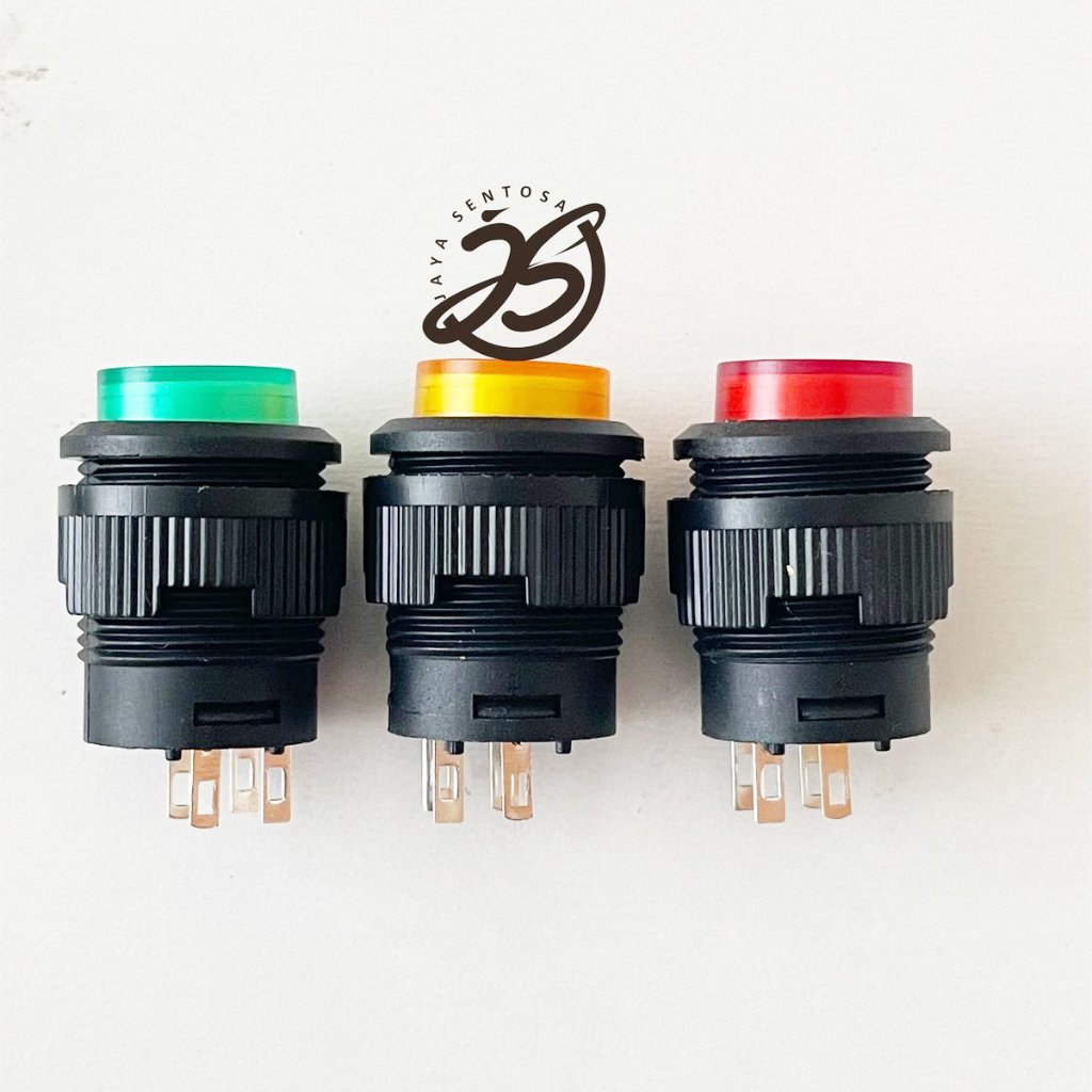 PUSH ON-OFF R16-503AD TOGGLE BUTTON SWITCH ups 4 PIN R16 503AD SAKLAR BULAT SELFLOCK 16mm 3A 250V 5A