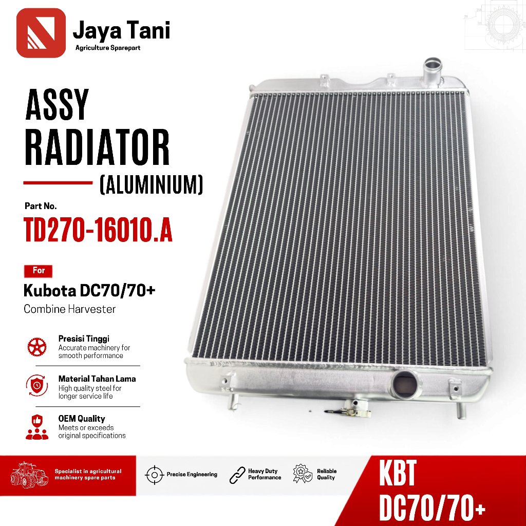 RADIATOR ASSY ALUMINIUM TD270-1601-0.A PENDINGIN MESIN KUBOTA DC70