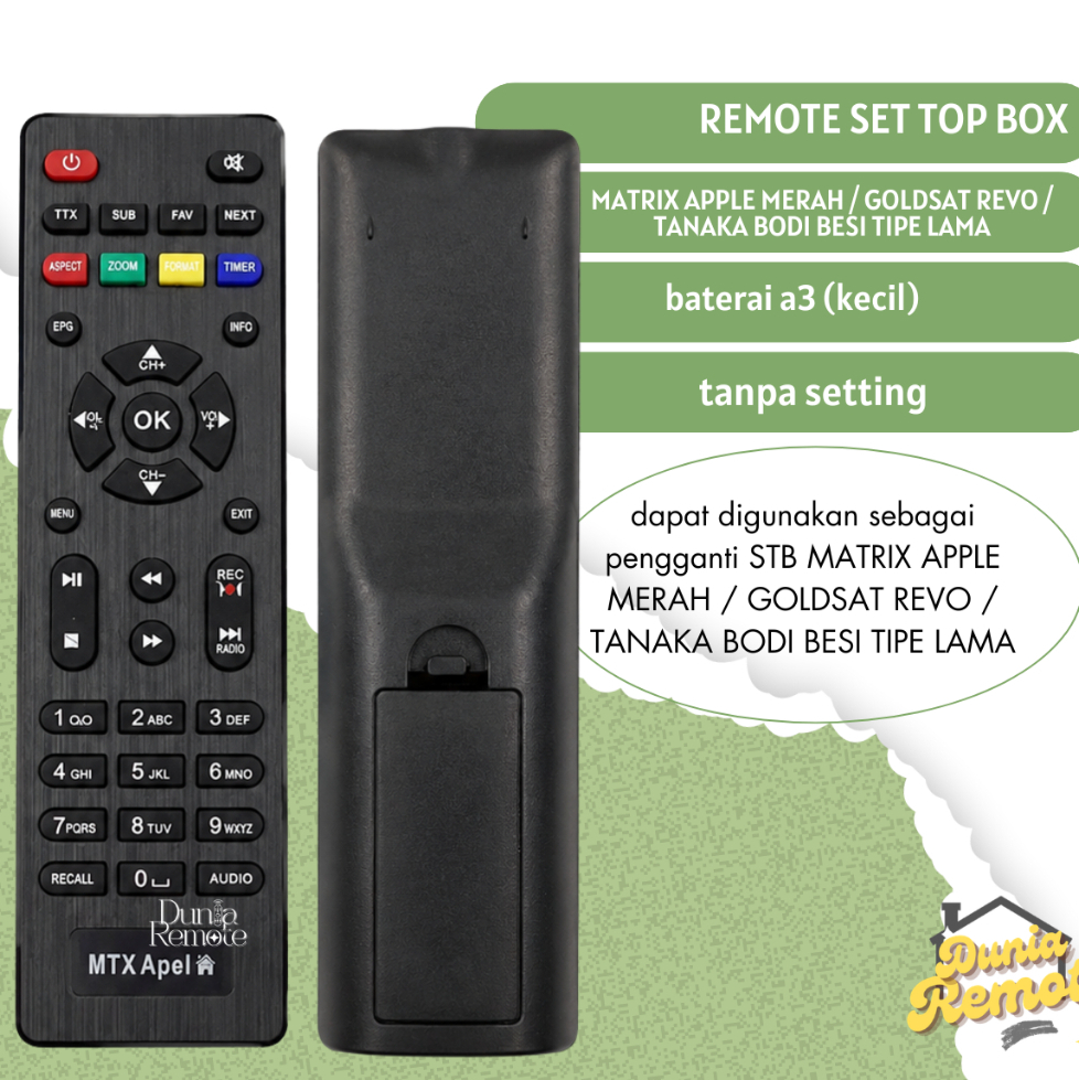 REMOTE STB MATRIX APPLE HD DVB-T2 | REMOT STB RECIEVER DVB-T2 Mtx Apple HD MERAH