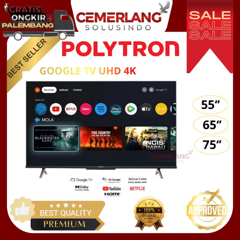 TV LED Polytron Google TV UHD 4K 55 Inch Polytron 65 Inch Polytron 75 Inch Polytron - 55UG5059/5959/