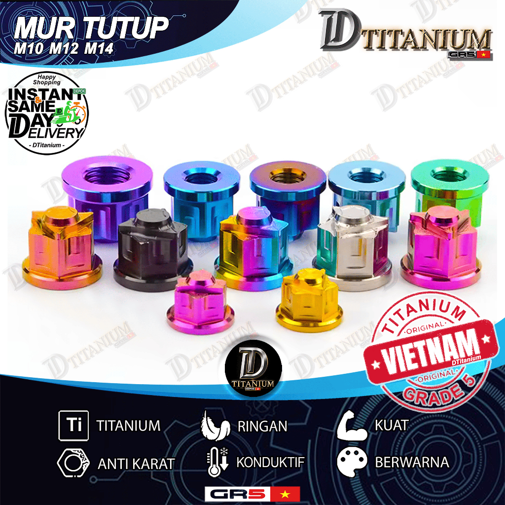 MUR TITANIUM MUR TOPI M10 M12 M14 Titanium GRADE 5 Original Vietnam