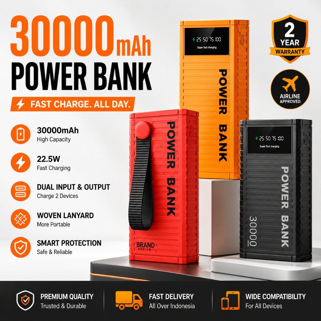 LIANGWE LENTIVEN Powerbank 30000 mAh Mini Fast Charging LED DISPLAY