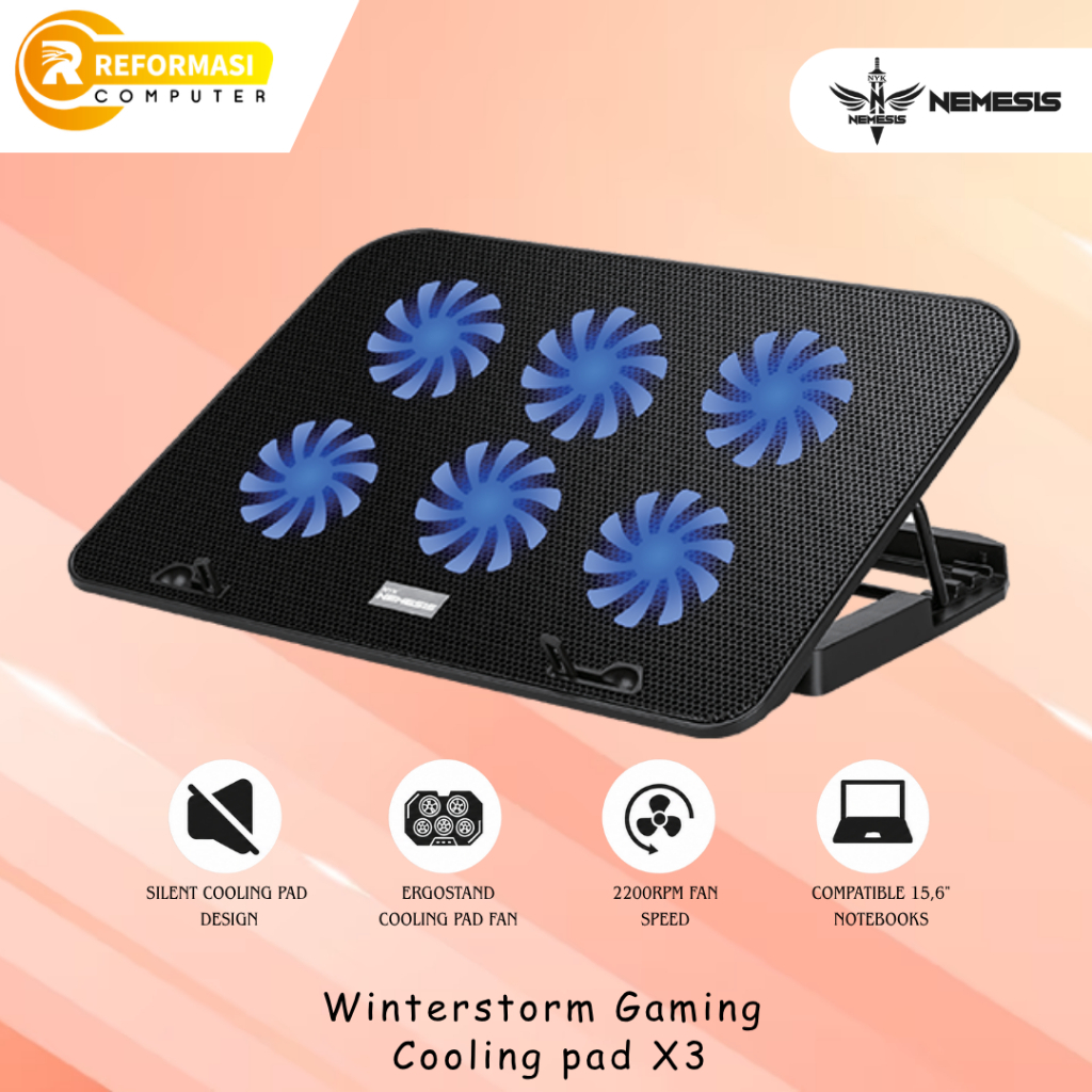 NYK NEMESIS X3 Winterstorm Gaming Cooling Pad Laptop 6 Fan