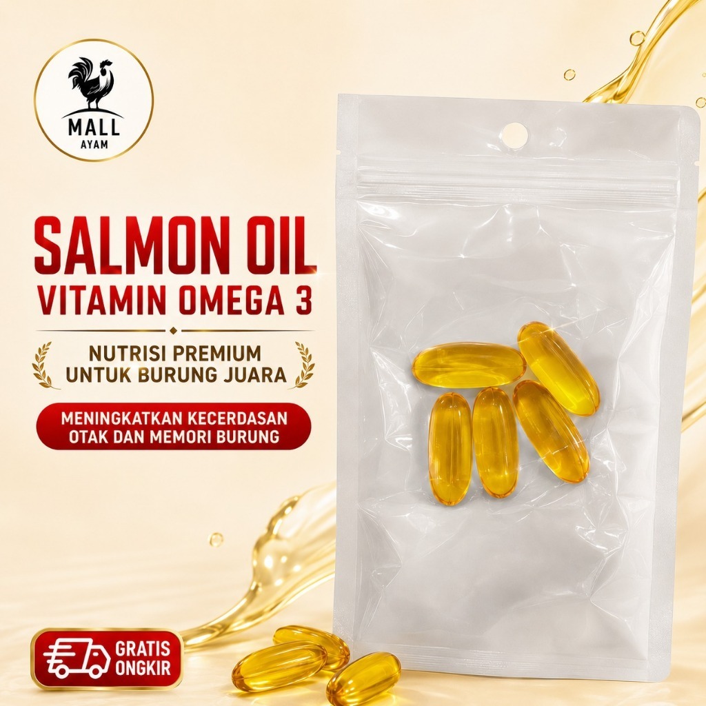 AYAM MALL Minyak Ikan Salmon Fish Oil Haje Haifa 5 Kapsul Omega 3 Vitamin Ayam Jago Bangkok Kampung 