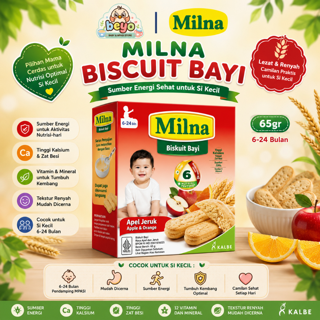 Milna Biskuit Bayi Apel Jeruk 65gr