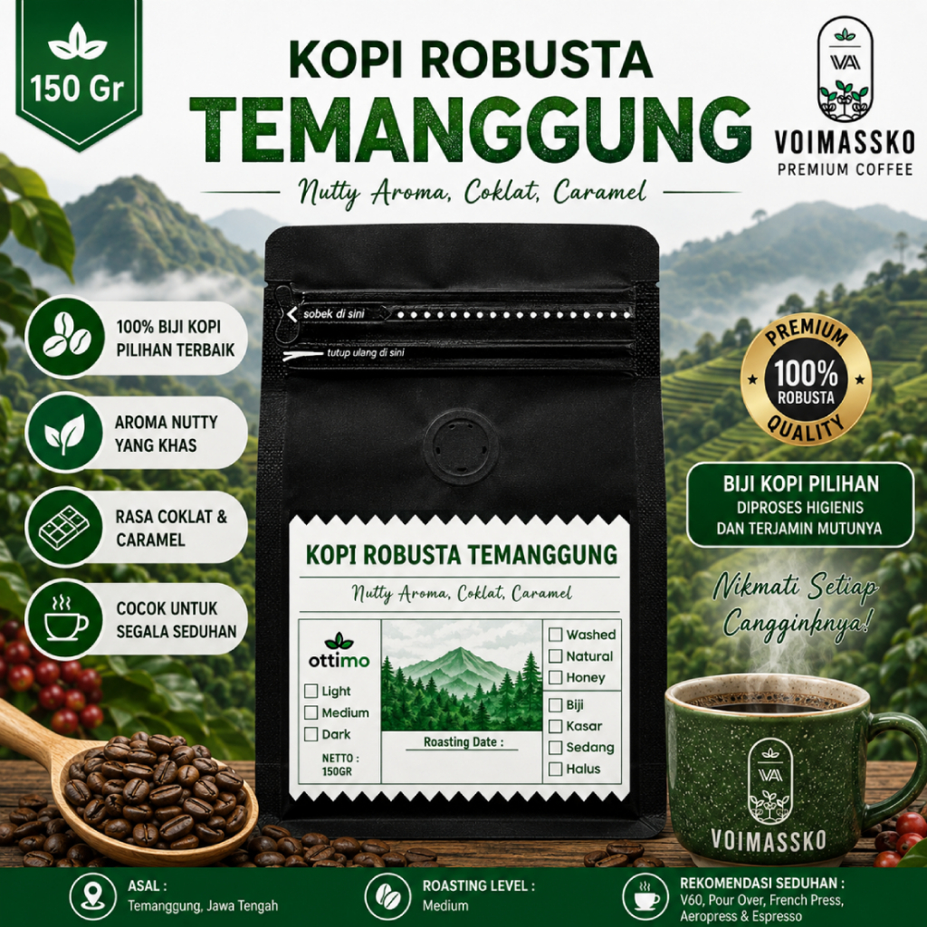 Ottimo Kopi 150gr / Kopi / Kopi Bubuk / Kopi Hitam / Biji Kopi robusta / Robusta / Kopi Robusta / Ko
