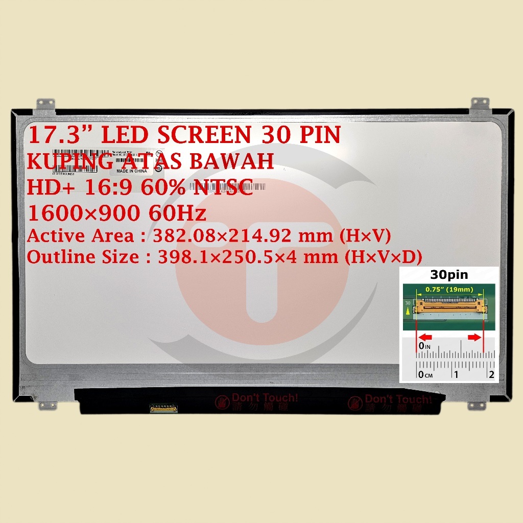 LCD LED Untuk Lenovo Ideapad 330-17IKB L340-17IWL V340-17 81DK 81M0 81RG 17.3" Slim 30 Pin Kuping At