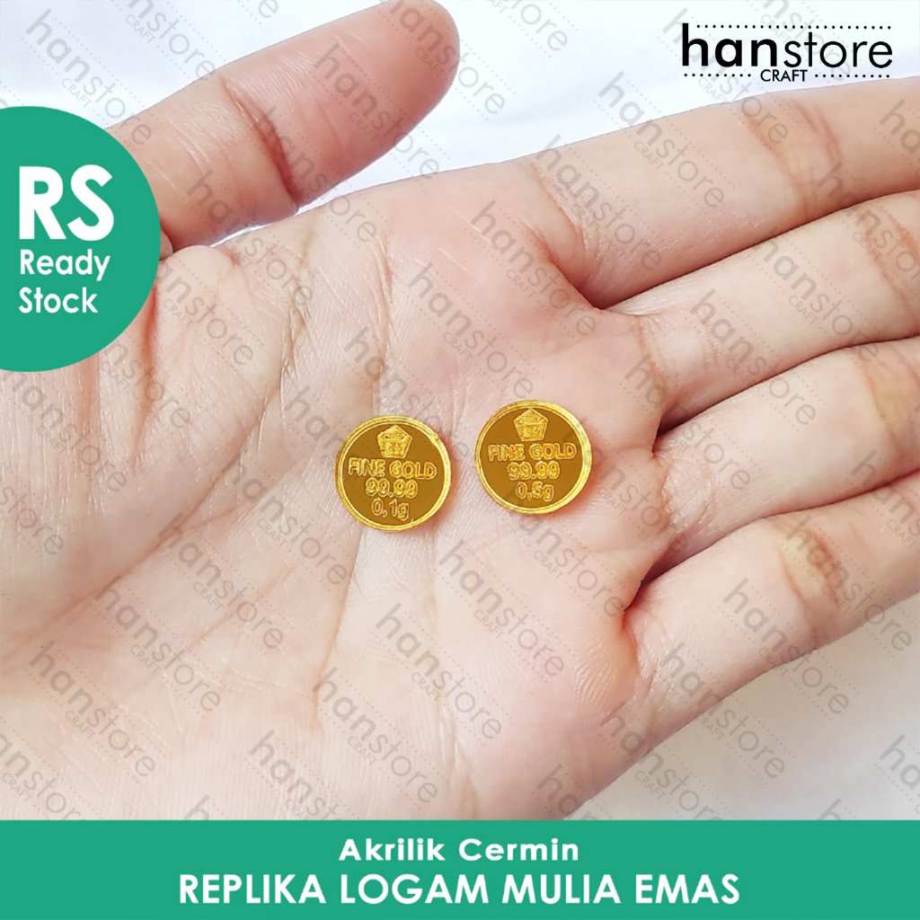 RS Replika logam Mulia Emas Antam MODEL BULAT  0,1gr - 0,5 gr untuk mahar / Dekorasi / Mahar
