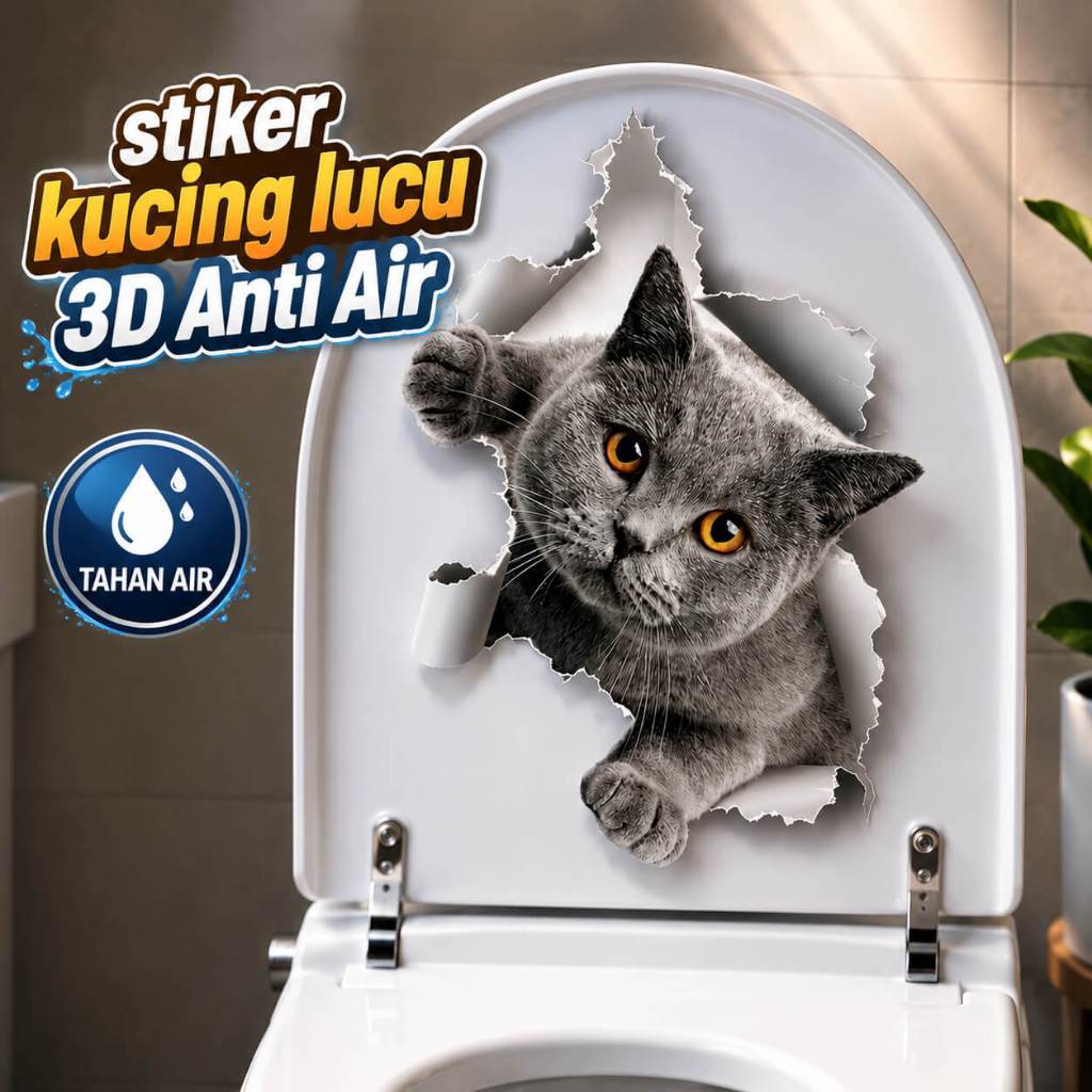 Stiker Kucing Lucu Model 3D Anti Air Aksesoris Mobil Motor Dekorasi Eksterior Kendaraan Sticker Hewa