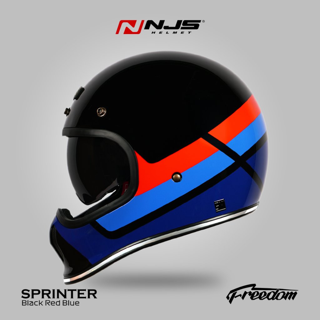 NJS FREEDOM SPRINTER Black/Red - Blue - Helm Full Face | NJS | NJS freedom | Freedom | Freedom Motif