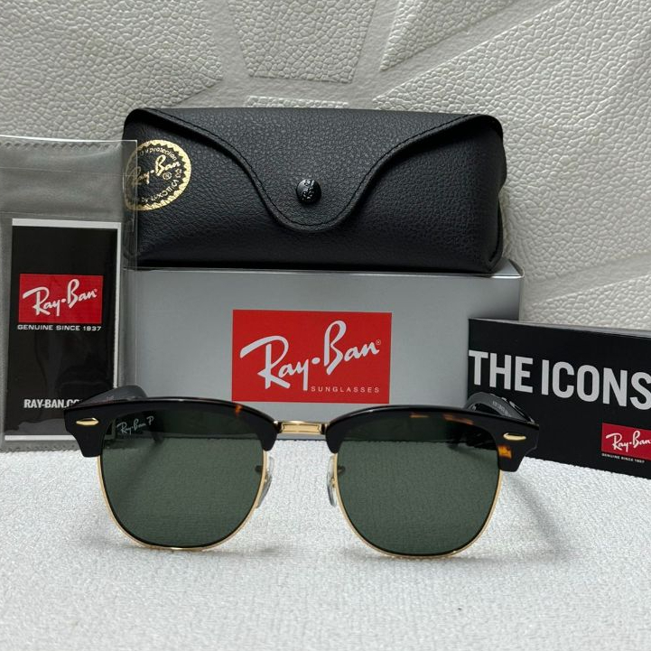 Kacamata Rayban Clubmaster RB3016 990/58 Tortoise Lens Green Polarized Original