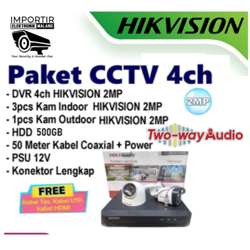 Paket CCTV HIKVISION 4ch 4kamera