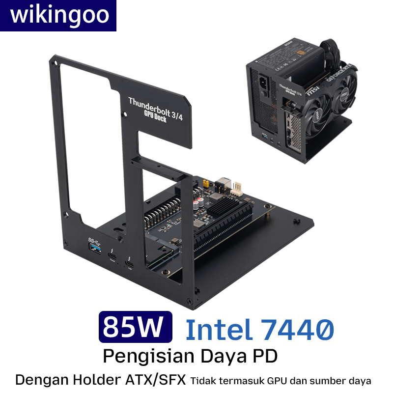 Wikingoo External GPU Bracket Industrial Grade Intel JHL7440 Thunderbolt 4 40Gbps Dual Power Input A