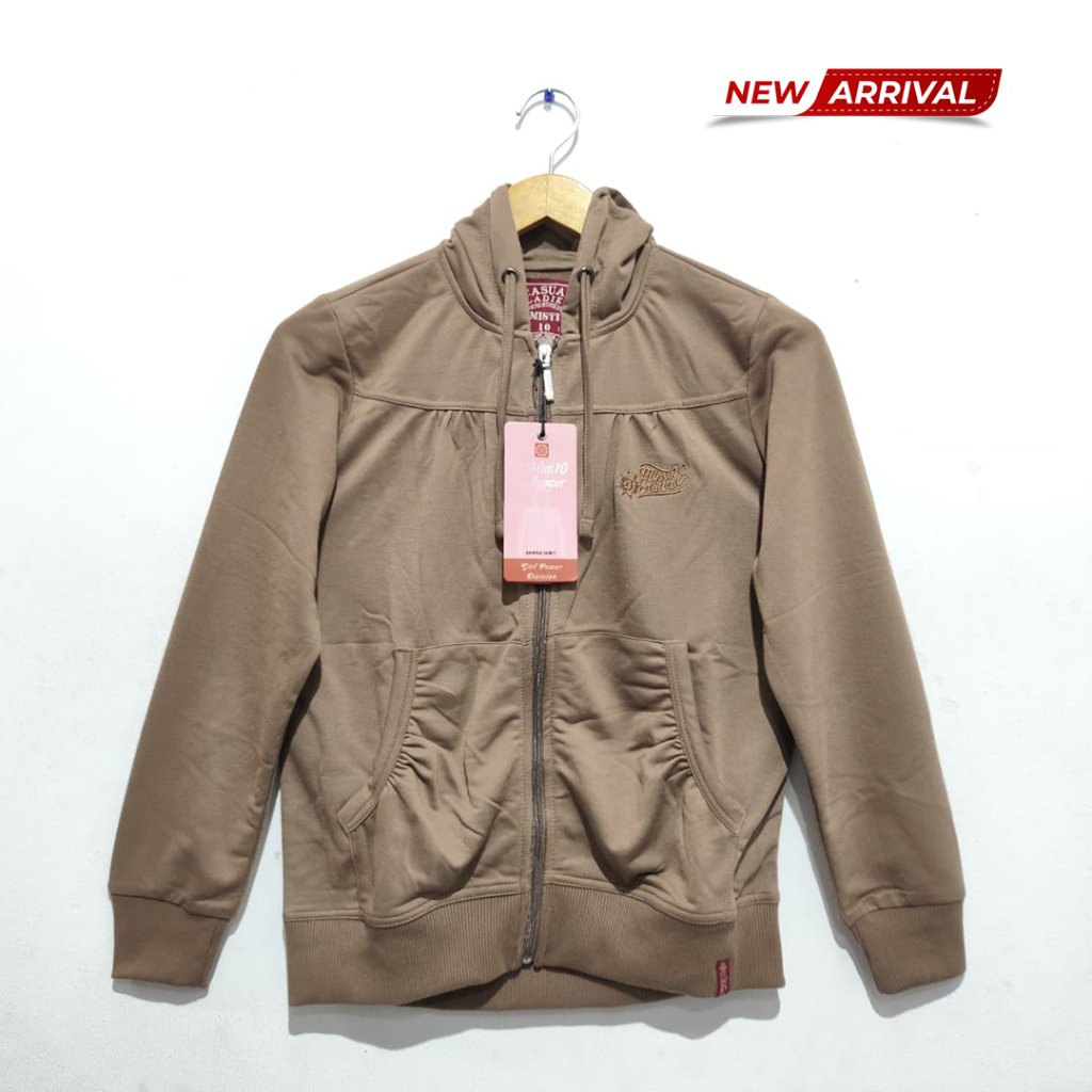 Jaket/Jumper Wanita MISTI10 Coklat Lengan Panjang Full Katun
