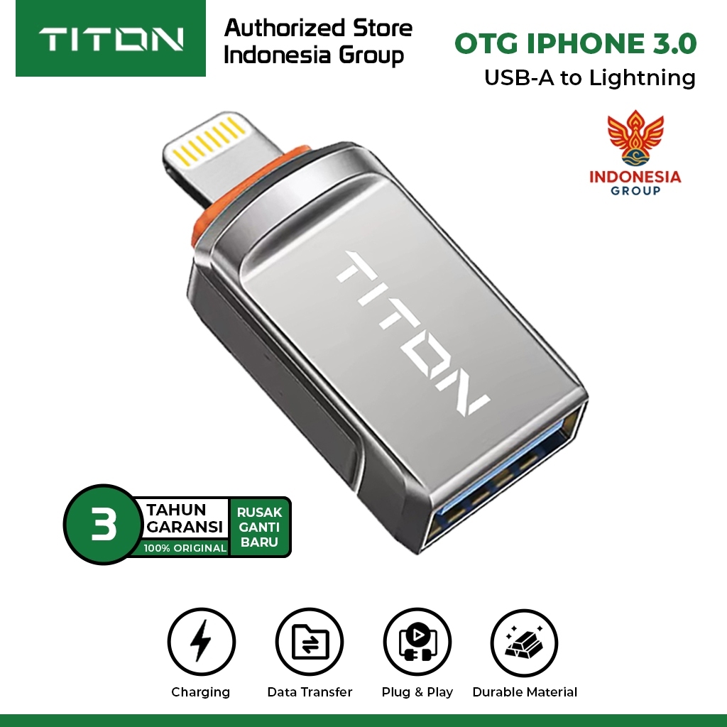 IG JKT TITON OTG iPhone Converter USB-A to Lightning USB 3.0 Flashdisk Data Transfer iPhone X XR 11 