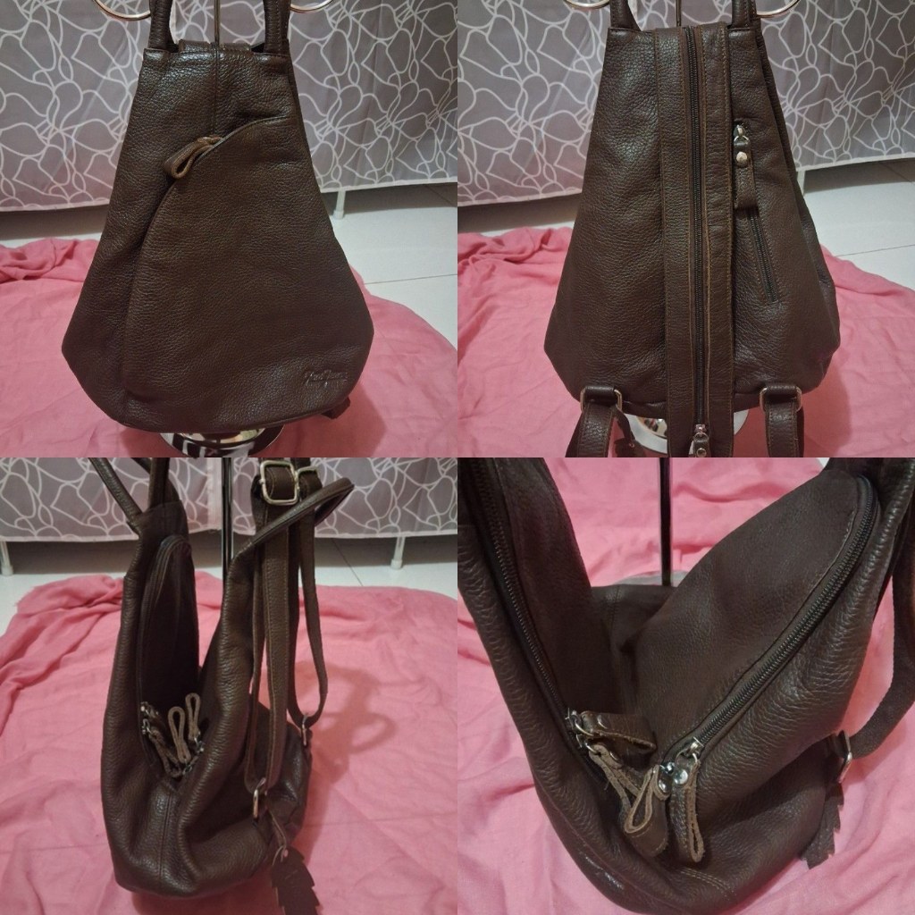 Preloved Tas Ransel / Mini Backpack Kulit Sapi Asli Cokelat