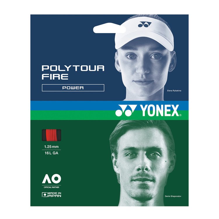 Yonex PTGF125 Poly Tour Fire 125 Tennis Racket String  Red PTGF125-001 JP code 100% import dari Jepa