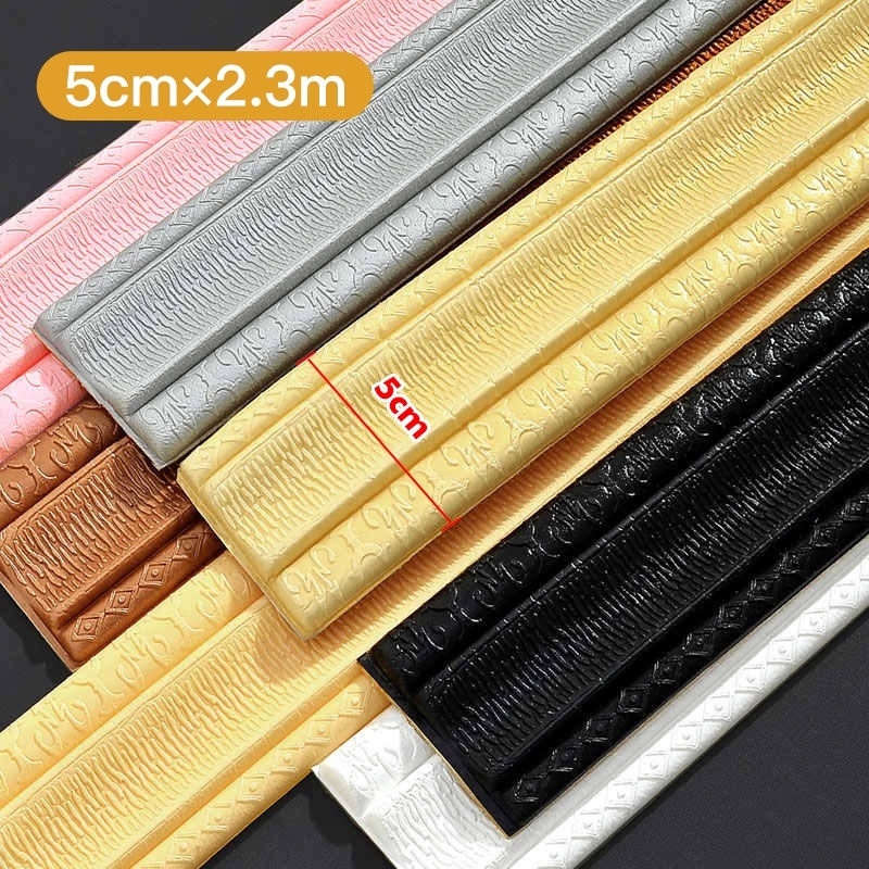 Wallpaper Sticker List Foam Gulungan 5 Cm List Foam Tebal Busa 3D Motif Ukir Mewah Elegant Tahan Air