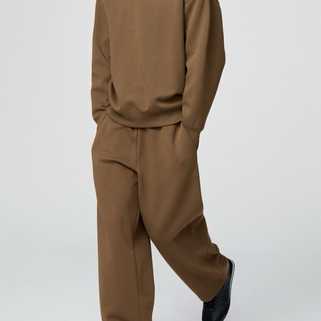 UNIQLO Sweat Wide Pants Celana Wide Leg Brown Pria XS - Preloved
