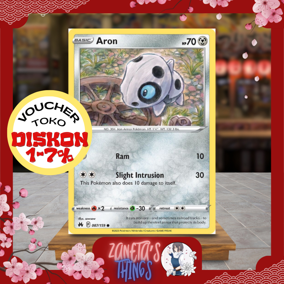 KONDISI NM (NEAR MINT) = PSA 7 Kartu POKEMON TCG BAHASA INGGRIS 087/159 sowsow Crown Zenith CRZ Aron