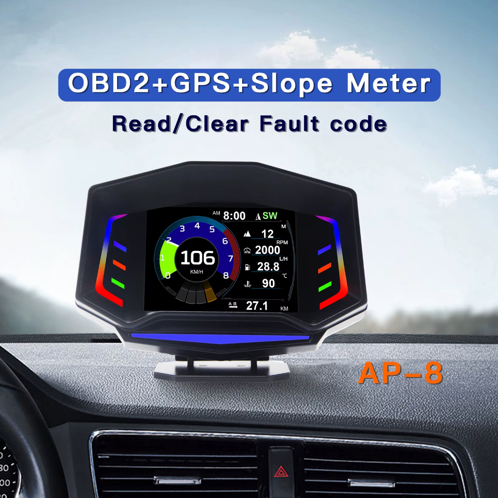 AP8 OBD GPS HUD CAR DISPLAY AP-8 MONITOR AUTOMATIC OBD2 GAUGE CAR: HUD OBD2 + SCANNER + GPS INCLINOM
