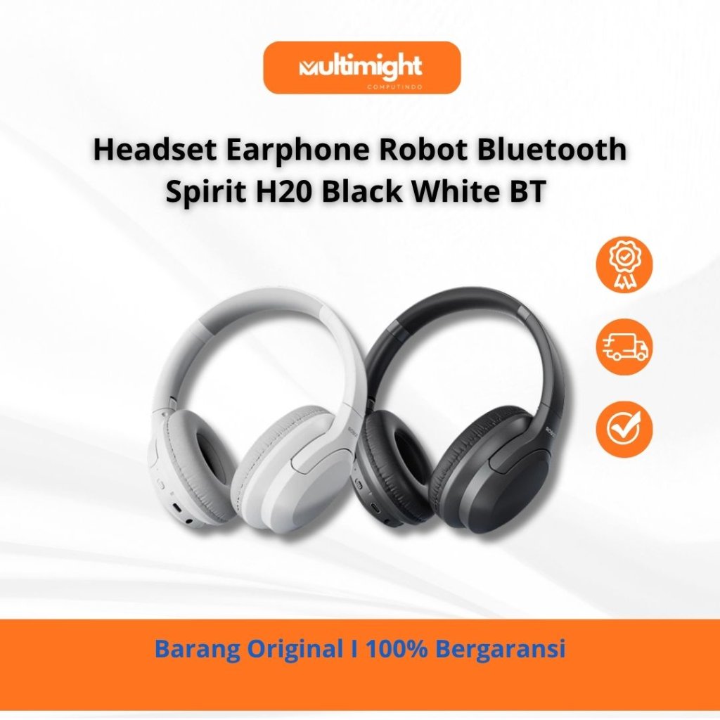Headset Earphone Robot Bluetooth Spirit H20 Black White BT Ultra-Comfortable