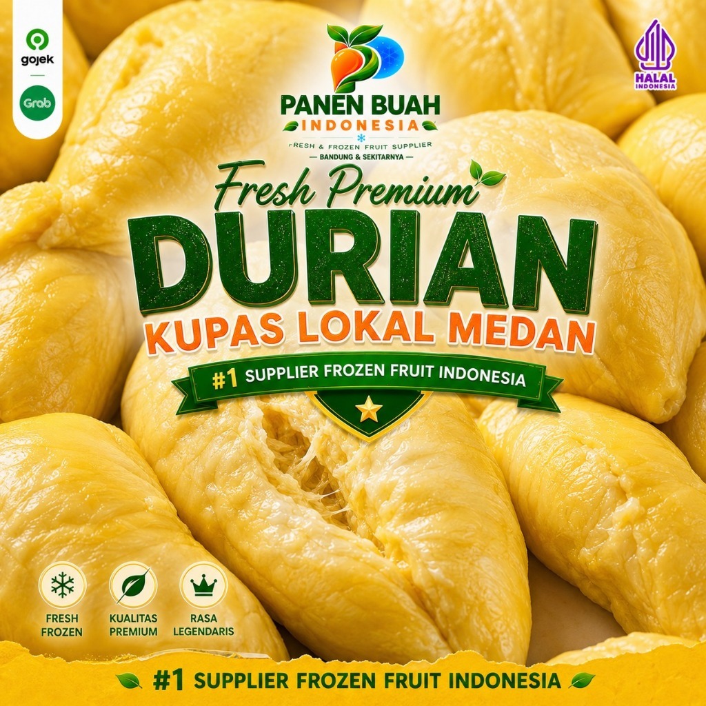 Durian Kupas Lokal Medan Beku (Frozen) 500gr 1 Kg | Panen Buah Indonesia Daging Tebal Kirim dari Ban