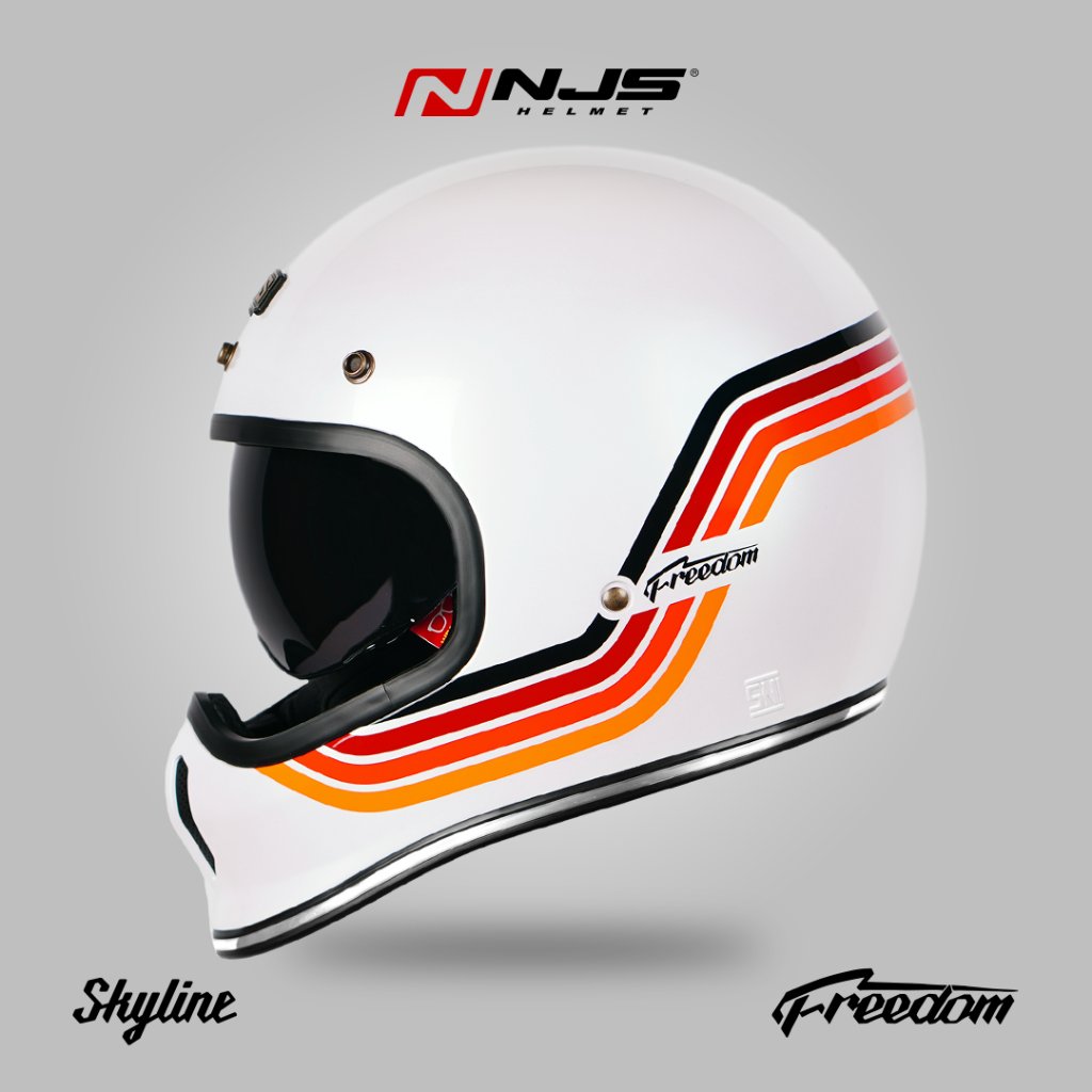 NJS FREEDOM SPORTSTER White Pearl/Red - Helm Full Face | NJS | NJS Retro | Freedom | Helm NJS Motif 