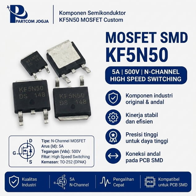 MOSFET SMD KF5N50 N-Channel 5A 500V High Speed Switching TO-252 DPAK