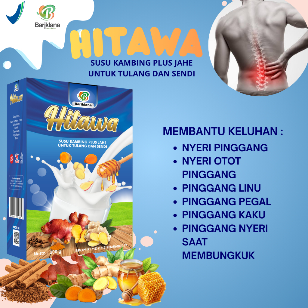 Hitawa Susu Kambing Etawa - Obat Nyeri Pinggang, Nyeri Otot Pinggang, Pinggang Linu, Pinggang Pegal,