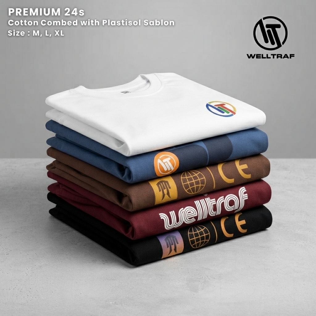 WELLTRAF KAOS PREMIUM COTTON COMBED 24S SABLON PLASTISOL