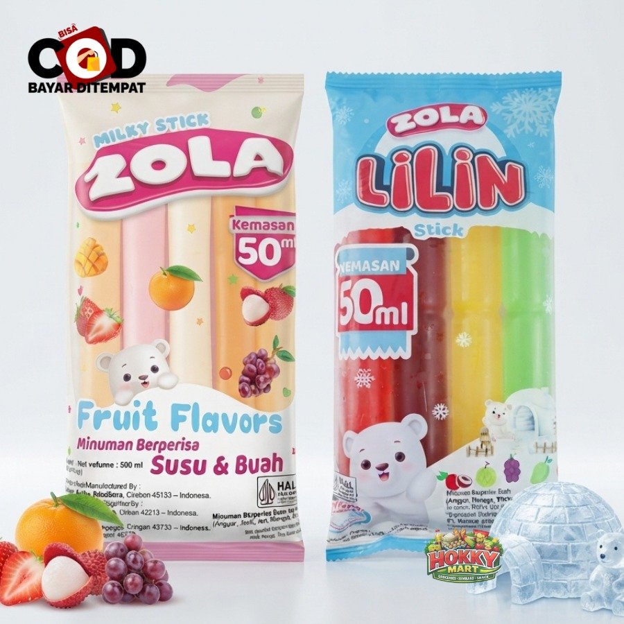 [ HOKKY ] Zola Es Lilin Stick 10 pcs x 50ml Milky Stick Es Mambo Minuman Berperisa Buah dan Susu Cem