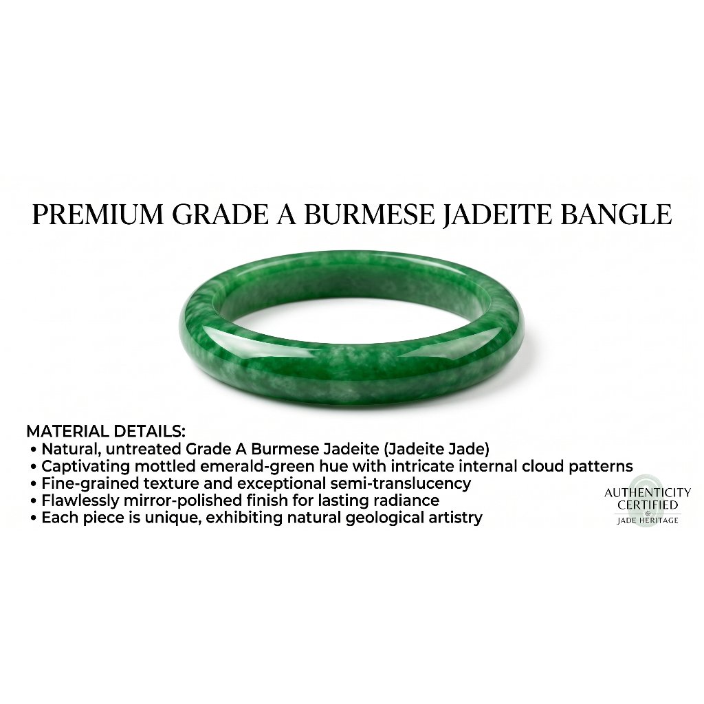 Gelang Giok Hijau Asli Wanita - Kiwarm Vibrant Serenity Jade Premium (Natural Stone: Serene, Elegant