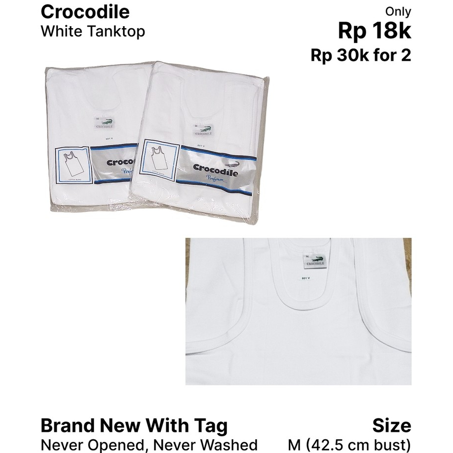 Singlet Tanktop CROCODILE 801 V Putih