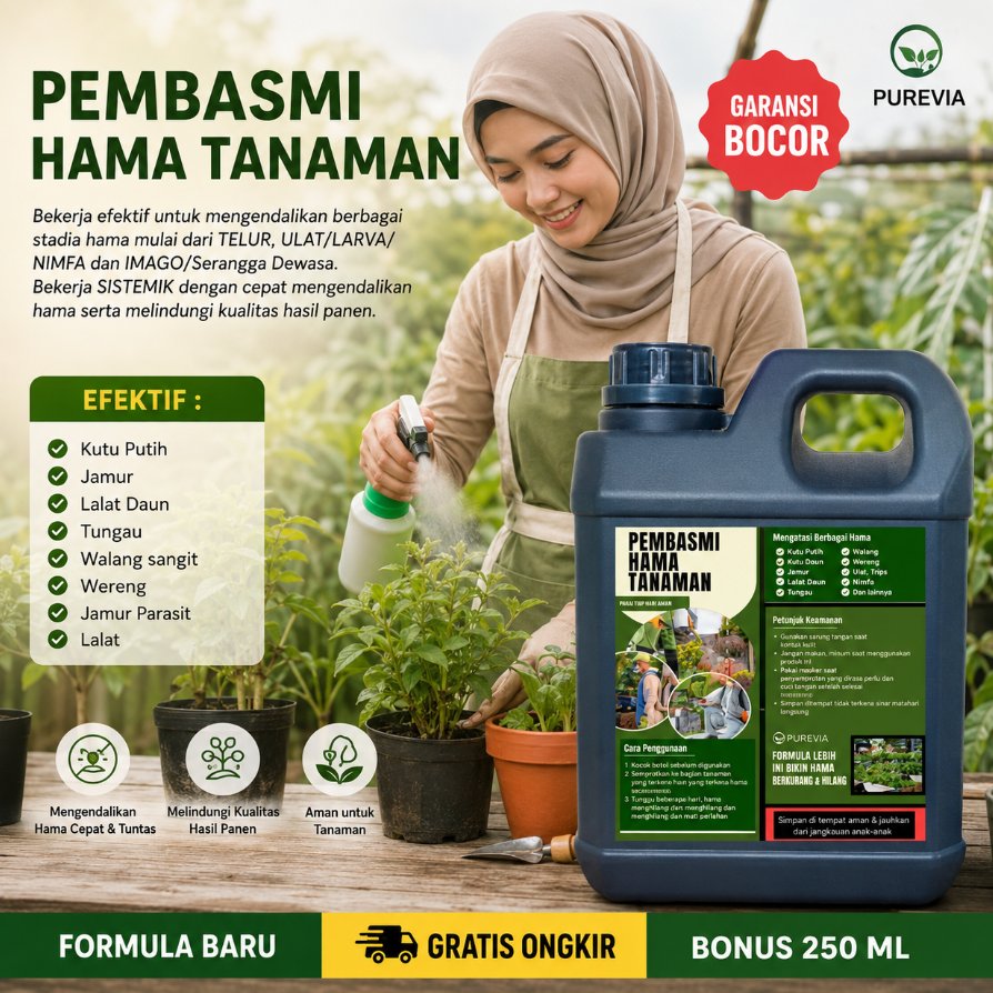 1 LITER +250 ml - Obat Hama Tanaman Kutu Putih Ulat Semut Pada Tanaman Hias, Sayur mayur & Buah-buah