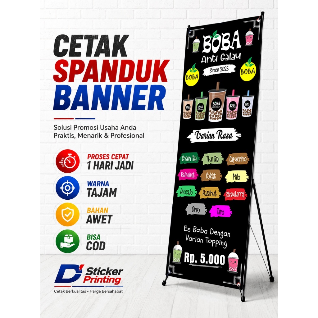 BANNER ES BOBA- CETAK SPANDUK BANNER BOBA MURAH FREE DESAIGN