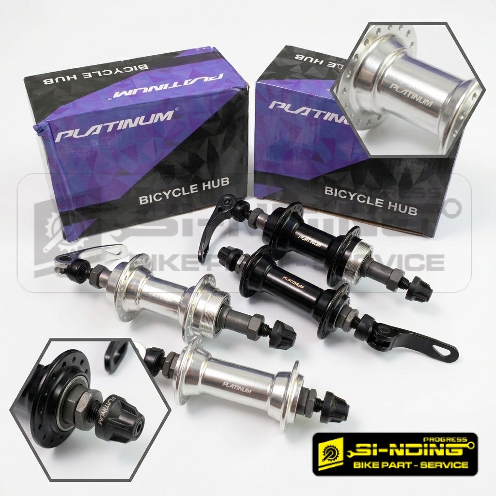 HFH Hub Freehub PLATINUM Quick Release 36 Hole Alloy Vbrake 4 Bearing Hitam Silver Sepeda Federal MT