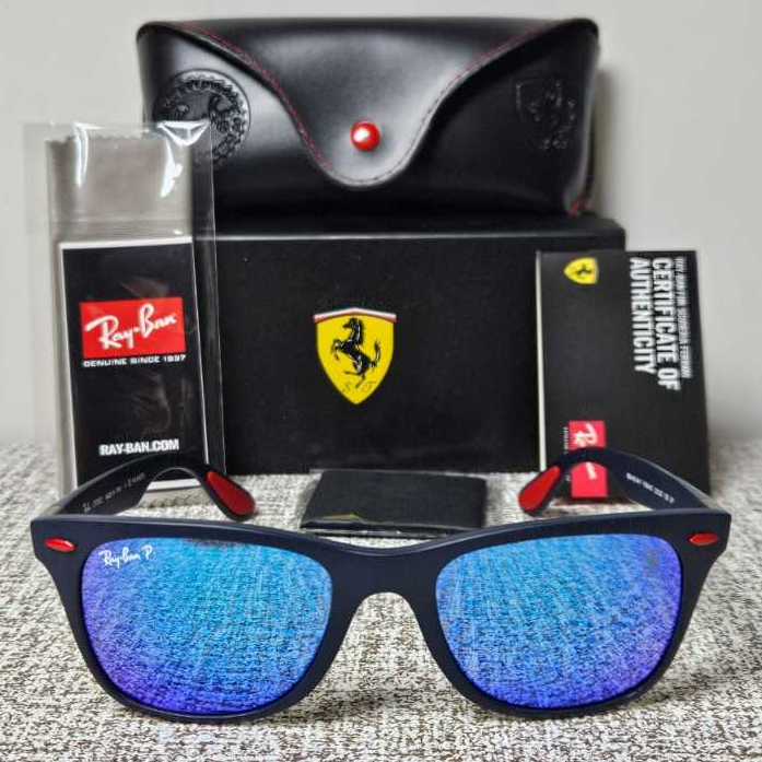 Kacamata RayBan Liteforce Ferrari RB4195M 52 20 Polarized F604/HO Blue Matte Original