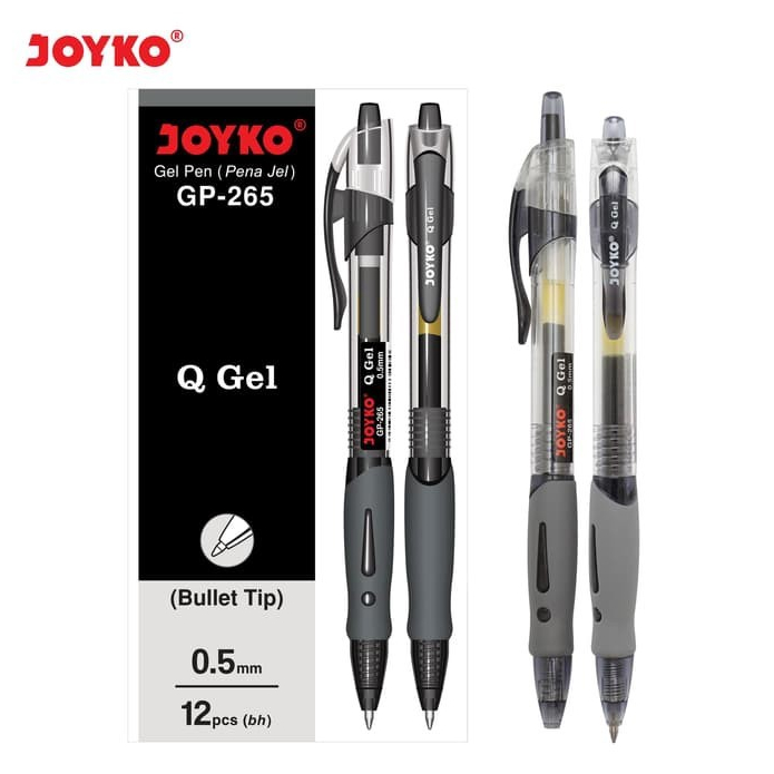 PULPEN PENA PEN GEL JOYKO GP-265 HITAM  / Q GEL 0.5MM GROSIR ECERAN / PULPEN JOYKO 1 PACK / 12 PCS