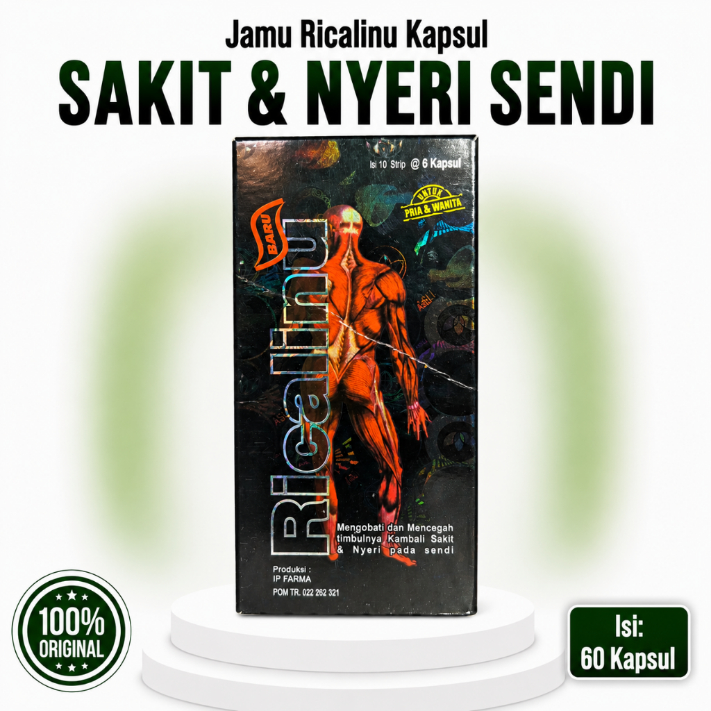 Ricalinu Original Kapsul untuk Asam Urat, Sakit & Nyeri Sendi Isi 60 Kapsul