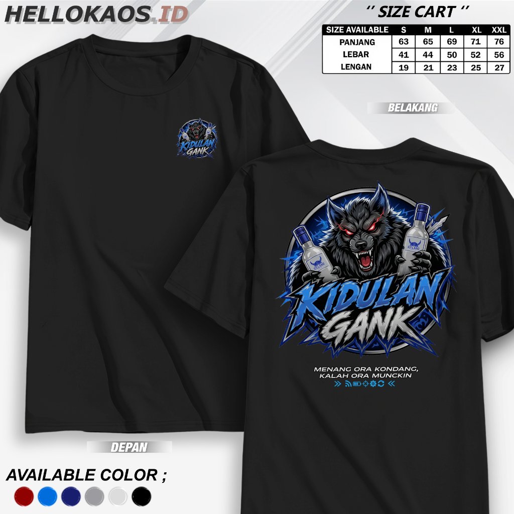 Kaos Distro Kidulan Gank - Bahan Combed 24s, Nyaman Dipakai, Sablon DTF Printing Tahan Lama